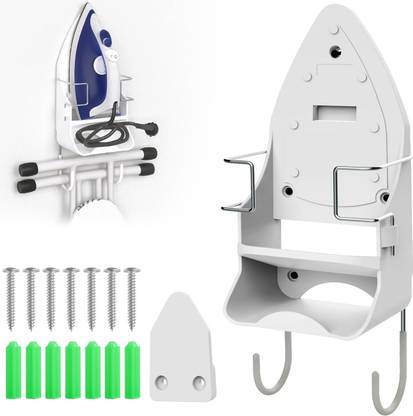 Zibuyu Iron Board Hanger Wall Mount Iron Holder Storage Organizer Shelf with Hooks for Ironing Board