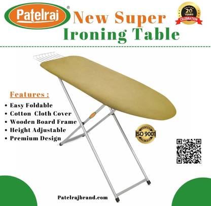 Patelraj Wooden Ironing Table Multicolour Fabric Ironing Board
