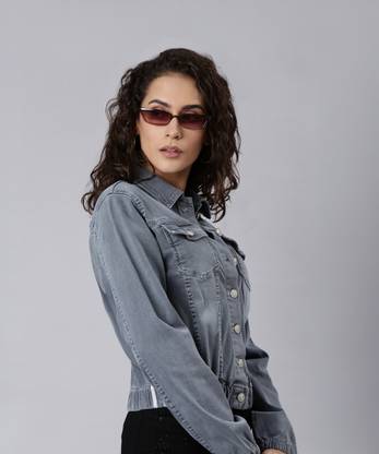 SHOWOFFFF Full Sleeve Solid Women Denim Jacket
