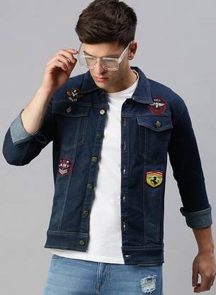 VOGATI 3/4th Sleeve Solid Men Denim Jacket