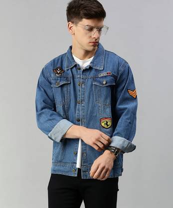 VOGATI 3/4th Sleeve Solid Men Denim Jacket