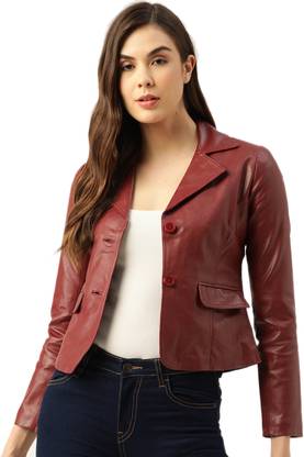 Leather Retail Full Sleeve Solid Women Jacket