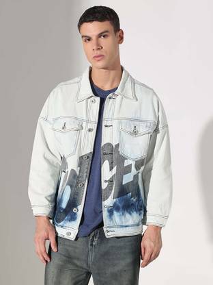 SHOWOFFFF Full Sleeve Printed Men Denim Jacket