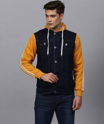 CAMPUS SUTRA Full Sleeve Colorblock Men Denim Jacket