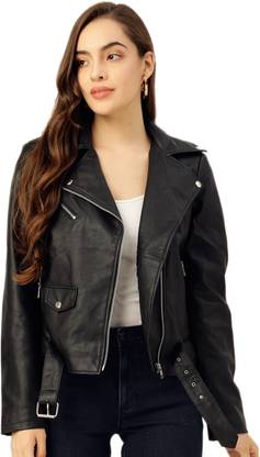 Leather Retail Full Sleeve Solid Women Jacket