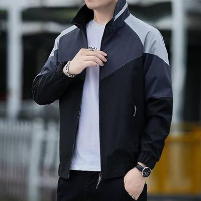 Mia Fashion Men's UV Protection Sunscreen Jacket UPF 50+ Full Sleeve Lightweight Fit Colorblock Men Wind Cheater