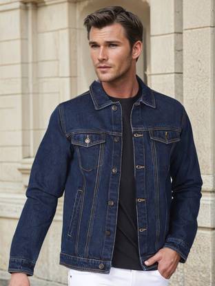 KOTTY Full Sleeve Solid Men Denim Jacket