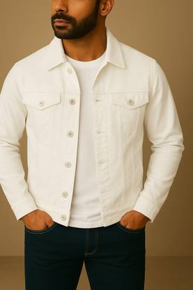 KASHIAN Full Sleeve Solid Men Denim Jacket