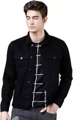 White leapard Full Sleeve Solid Men Denim Jacket
