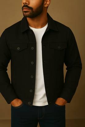 KASHIAN Full Sleeve Solid Men Denim Jacket