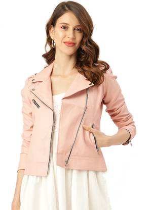 Leather Retail Full Sleeve Solid Women Jacket