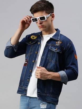 VOGATI 3/4th Sleeve Solid Men Denim Jacket