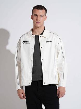 SHOWOFFFF Full Sleeve Solid, Embroidered Men Denim Jacket