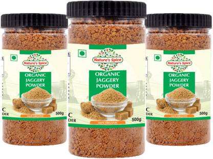 Nature's Spice Organic Jaggery Powder - Combo Pack of 3 x 500 Grams Gur Powder Jaggery