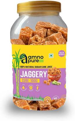 Amno Pure 100% Natural Suagar Cane Jaggery 100G Cube, Cholestrol free, fat free Cubes Jaggery