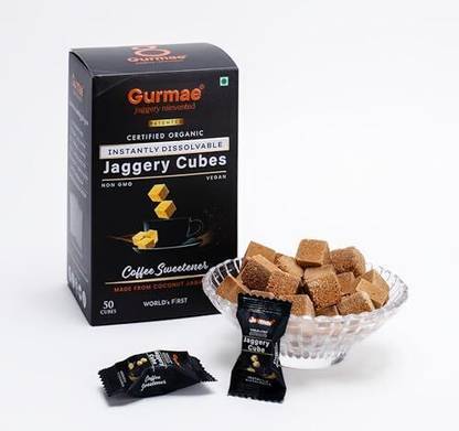 Gurmae Jaggery Cubes Gur/Gud Healthy Sugar 100% Organic (Coffee Sweetener) (50 Cubes) Cubes Jaggery