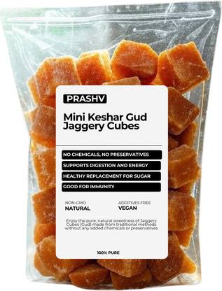 Prashv Jaggery Cubes | Pure, Natural, No Preservatives | Gud | Desi Gud | 400 Gms Cubes Jaggery