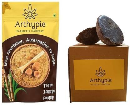 Arthypie Sugarcane Jaggery Powder & Palm Jaggery Round Block Jaggery