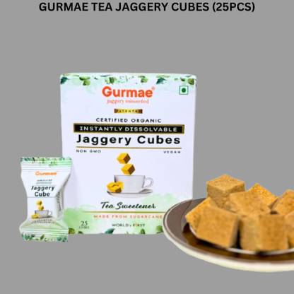 Gurmae Organic Jaggery Cubes Gur/Gud Tea Sweetener 25 Cubes Cubes Jaggery