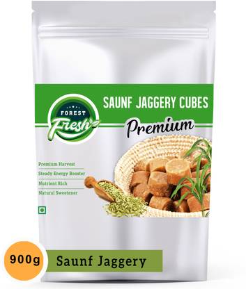 Forest Fresh Premium Saunf Jaggery Cubes - Saunf Jaggery Bites - 900gm Cubes Jaggery