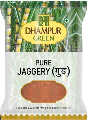 DHAMPUR GREEN Vacuum Packed Jaggery (Gur)1Kg Block Jaggery