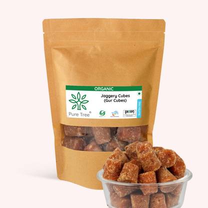 Pure Tree Certified Organic Jaggery Cube | Sugarcane Jaggery | Gur Cube | Desi Gud Cubes Jaggery