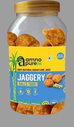 Amno Pure -100% Natural Suagar Cane Jaggery 100G Balls, Cholestrol free, fat free Cubes Jaggery