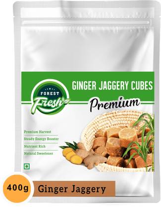 Forest Fresh Premium Ginger Jaggery Cubes - Ginger Jaggery Bites - 400gm Cubes Jaggery