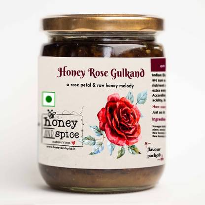 honey and spice Honey Rose Gulkand with Raw Honey & Finest Rose Petals with Natural Fragrance