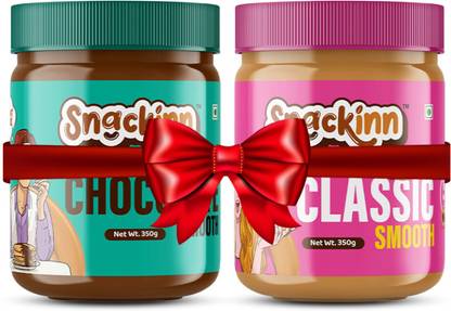 snackinn Peanut Butter Combo Pack Chocolate Smooth & Classic Smooth 2 Jars 350g Each