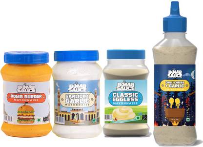 bomb sauce Burger Mayo & Garlic Mayo & Eggless Mayo & Chilli Cheese + Garlic Mayo (Combo)