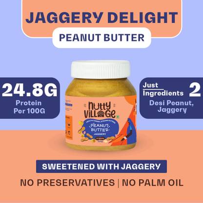 Nutty Village Peanut Butter Jagger Crunchy 350gm , Crunchy and Tasty