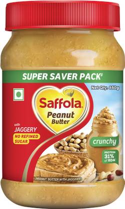 Saffola Peanut Butter, Crunchy, High Protein , Only Jaggery, No Refined Sugar 850 g at Rs. 190