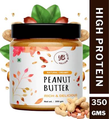 YELLOW BYTES Natural Creamy Peanut Butter | 30g Protein | Roasted Peanuts | No Added Sugar