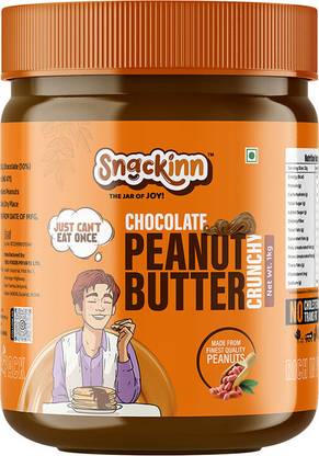 snackinn Chocolate Peanut Butter Crunchy Protein Rich Healthy Nut Spread  (1 kg)