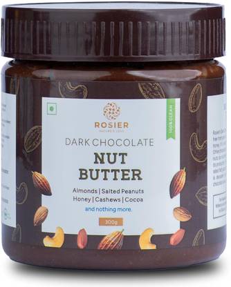 ROSIER Dark Chocolate Nut Butter | 300 g | Crunchy | No Added Sugar | High Protein