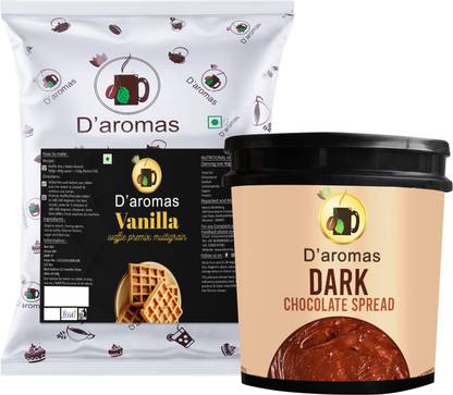 D'aromas Vanilla Multigrain Waffle Mix 1kg with Dark Chocolate Spread 1kg |Eggless