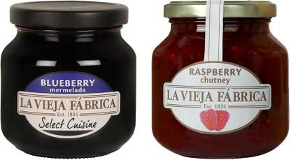 La Vieja Fabrica Combo Pack of Blueberry jam 280G and Raspberry jam 350G