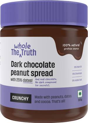 The Whole Truth Dark Chocolate Peanut Butter - Crunchy | No Added Sugar | High Protein