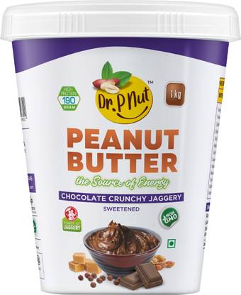 Dr. P Nut Chocolate Crunchy Jaggery Peanut Butter Creamy, Sweet,Healthy, Protein-Rich