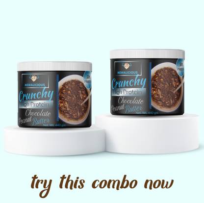 mewalicious High Protein Chocolate Peanut Butter, Crunchy, 50 gm Protein, Natural, Sweetened