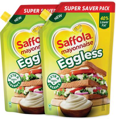 Saffola Mayonnaise Eggless|Extra Creamy & Tasty|for sandwich, wrap, pasta, burger, dip