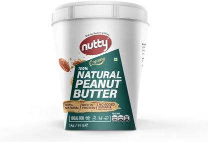 Nutty Natural Unsweetened Peanut Butter Creamy 1Kgs , Made from 100% Roasted Peanut