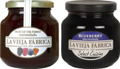 La Vieja Fabrica Blueberry 280g & Fruit of The Forest 350g Mermelada Jam,