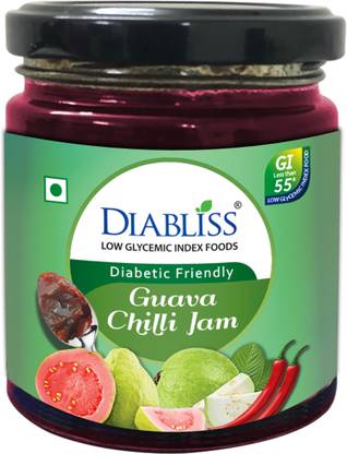 DiaBliss Diabetic Friendly Guava Chilli Jam 225g - Low Glycemic Index (GI)