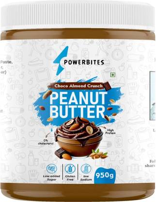 POWERBITES Crunchy Chocolate Peanut Butter with Almonds | High Protein | No Sugar