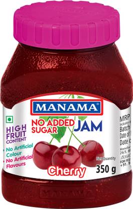 MANAMA No Added Sugar Cherry Jam, 350gm, No Artificial Color, No Artificial Flavour