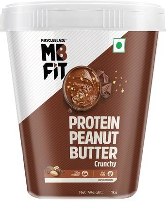 MUSCLEBLAZE High Protein Peanut Butter, Crunchy, Dark Chocolate, (Fit Pack)