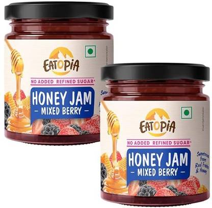 EATOPiA Pure & Natural Mixed Berry Sugar Free Honey Jam in Fresh with Strawberry- (480g)