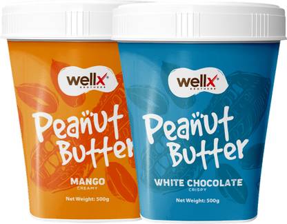 Wellx Brothers Mango Creamy 500 gm and White Chocolate Crispy Peanut Butter 500 gm